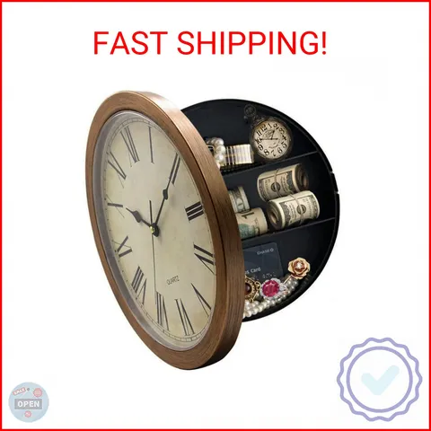 Secret Compartment, Benkaim Upgraded Silent Thickened 10 Inch Plastic Wall Clock