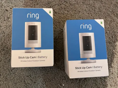 2 Unopened Ring Stick Up Cam Battery HD Security Camera with two-way talk