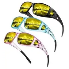 Glasses, Fit Over Glasses A03-glossy Black/Clear Purple/Clear Blue Night Vision
