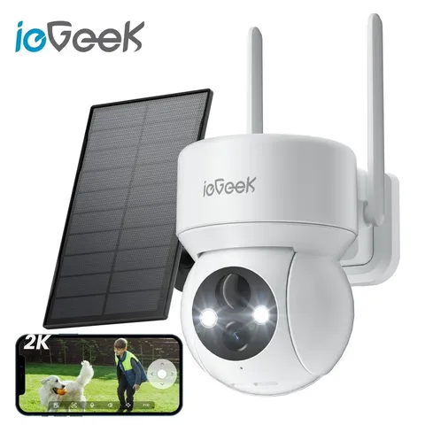 ieGeek 2K Outdoor Solar Security Cameras 360 PTZ Battery Powered Night Vision