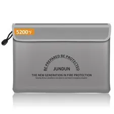 Fireproof Document Bag Waterproof Money Zipper Pouch A4 Folder Silver Case