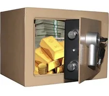 Steel Safe Box - Key Locked, 0.2 Cubic Ft Small Home Safe for Cash & Jewelry