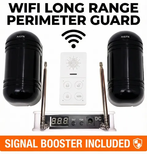 Extra Long Range Wireless Perimeter Protection Alarm Kit Tuya WIFI, Google Alexa