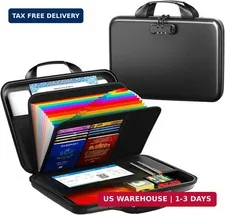 Fireproof Document Organizer with Lock, Rigid EVA File Box with 13-Pocket Accord
