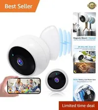 Waterproof 2K Wireless Security Camera with Magnetic Mount & Cloud Support