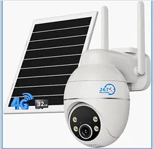 4G PTZ Solar Surveillance Camera 2K Color Night Vision 32GB 98ft White