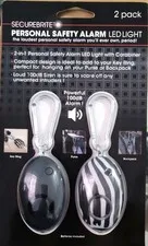 SecureBrite Personal Safety Alarm LED Light 2 Pack 100dB Carabiner Black White
