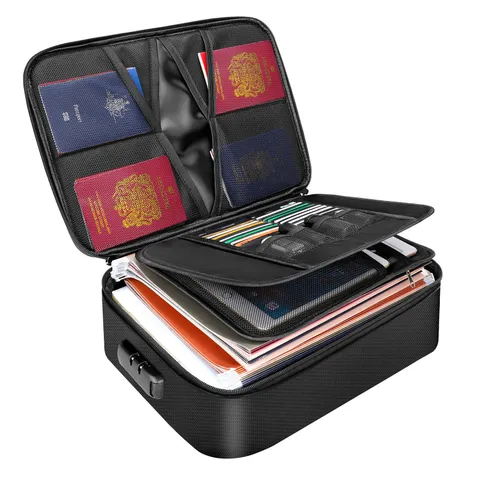 Fireproof three-layer document storage bag with waterproof zipper