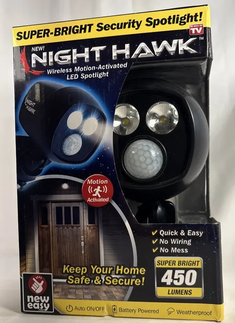 Night Hawk Motion Activated 450 Lumen LED New Outdoor Indoor Security Spotlight 