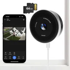 Window Camera for Home Security, 2K 3MP Indoor Security Camera with 64GB Card, W