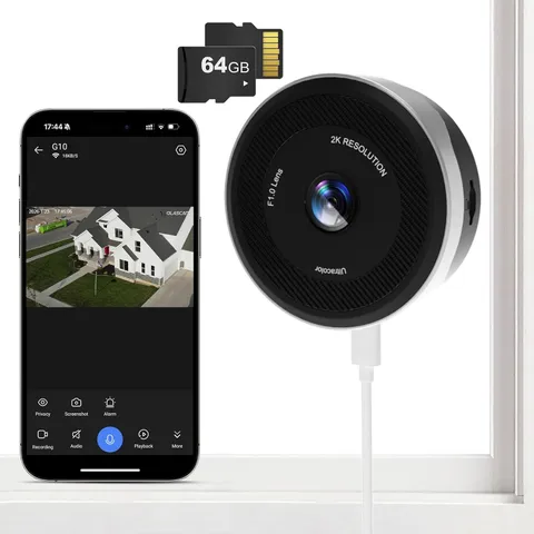 Window Camera for Home Security, 2K 3MP Indoor Security Camera with 64GB Card, W