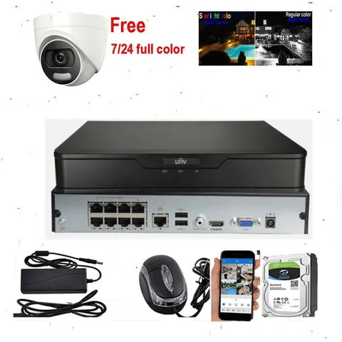 UNV 8-Ch 4K Audio NDAA full color Cameras Uniview Security Surveillance Recorder