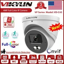Vikylin 4MP POE IP Camera Full Color Light with Audio Outdoor/Indoor Onvif Wired
