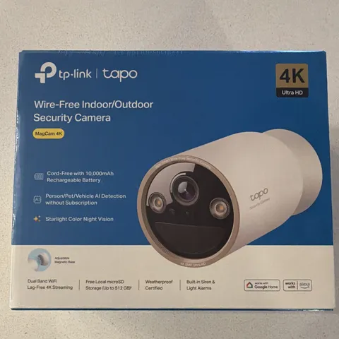 TP-Link Tapo C460 MagCam 4K Wire-Free Battery Cam, Alexa/Google, Siren