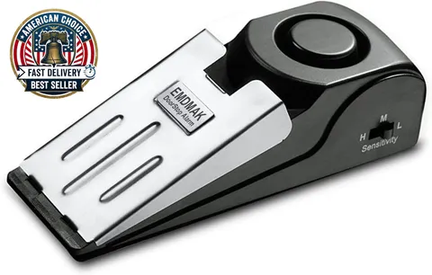 Door Stop Alarm with 120DB Siren Door Stop for Home & Travel (Black) (Pack of 1)