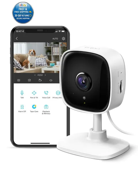 Tapo 1080P Indoor Security Camera for Baby Monitor, Dog 1-Pack, White