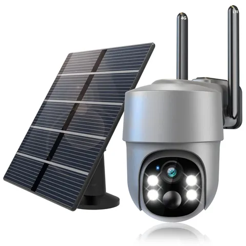 4G LTE Cellular Solar Security Camera, Wireless Outdoor, No WiFi, PTZ, 4X Zoom