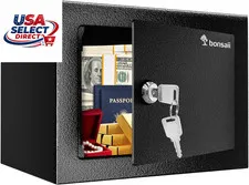 Steel Security Lock Box with Key Lock, 0.23 Cubic Feet, Compact Safe