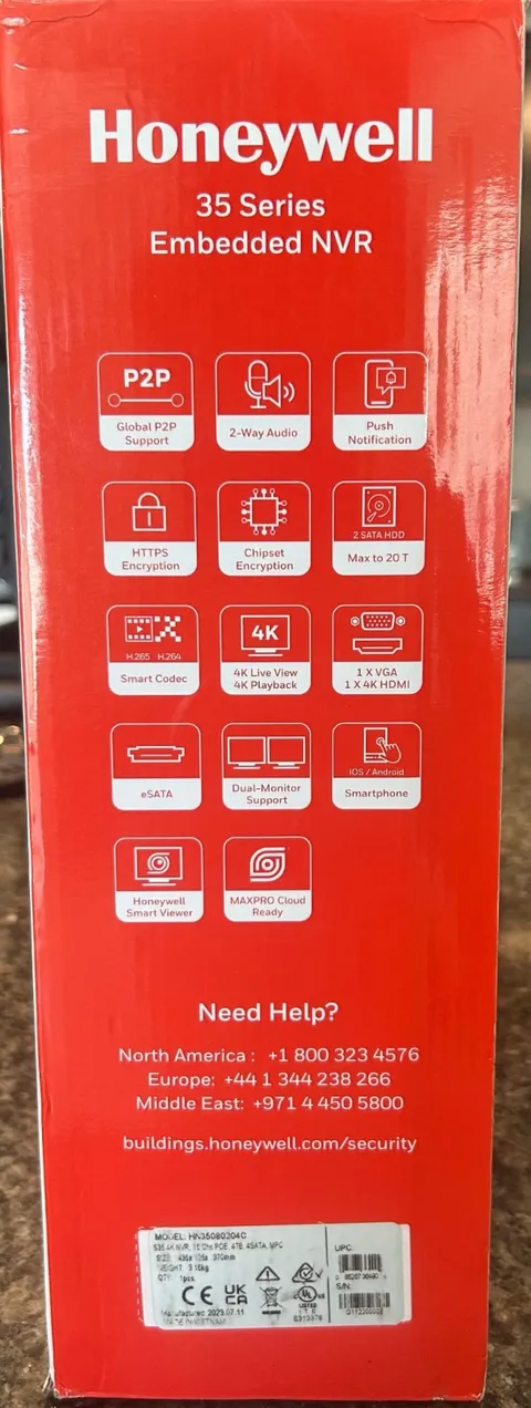 Honeywell HN35080204C 35 Series Embedded Network Video Recorder (NVR)