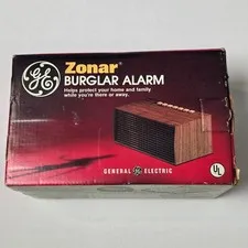 GE Zonar Burglar Alarm 8250-003 Battery Operated Woodgrain Vintage Ultrasonic
