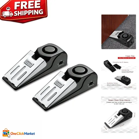 120DB Door Stop Alarm with Adjustable Sensitivity - 2 Pack for Home Security