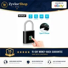 KERUI Fingerprint Padlock Waterproof Keyless Rechargeable Smart Lock
