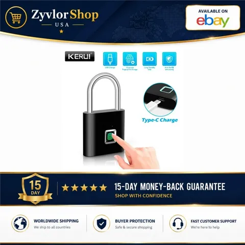 KERUI Fingerprint Padlock Waterproof Keyless Rechargeable Smart Lock