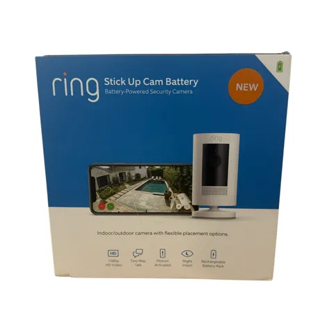 Ring Stick-Up Cam Battery White Wireless Security Camera 1080p HD Indoor/Outdoor