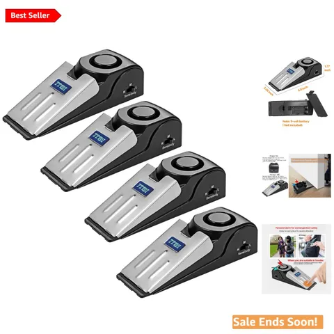 4-Pack Door Stop Alarm with 120dB Siren - Ultimate Travel Security Device