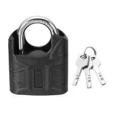 High Security Solid Steel Padlock with Key, Black (1-11/16 Inch)