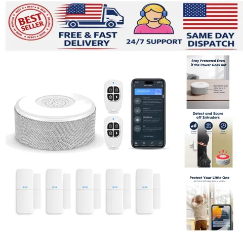 Smart Home Security System - WiFi Door Alarm Kit with Voice Control & App Alerts