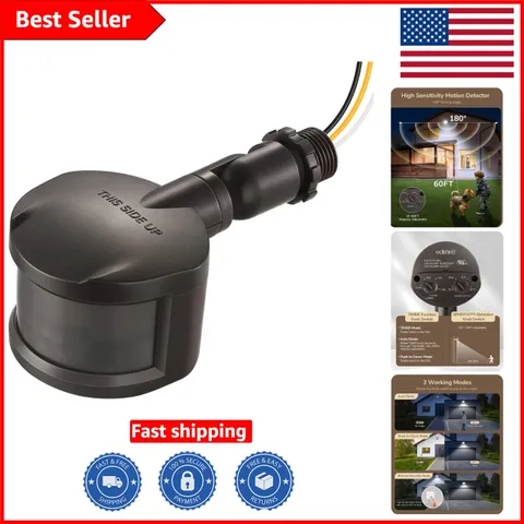Brown Motion Sensor with 180-Degree Detection - Easy Install for Security Lights