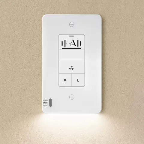 6-Function Humidity Sensor Switch with Motion-Activated Nightlight Wall Plate fo