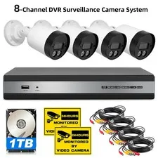 5MP Security Camera System 8CH DVR Recorder 1TB HDD 15M Coaxial Cable Full Kit