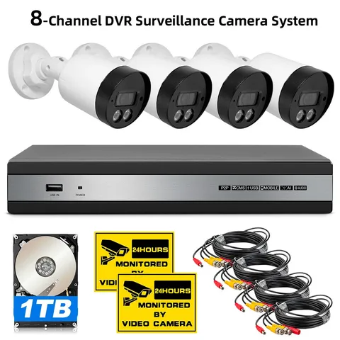 5MP Security Camera System 8CH DVR Recorder 1TB HDD 15M Coaxial Cable Full Kit