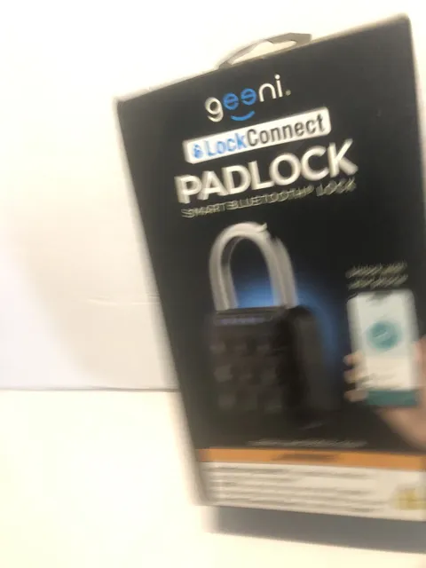 Geeni LockConnect Padlock Smart Bluetooth Lock Waterproof Multi-Access - Black