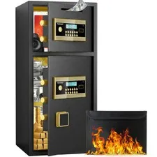 Kavey 6.5 Cub Luxury Safe Box with Dual Alarm System and Fireproof WaterproofBag