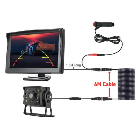 Universal Backup Car Rear view Camera with 5 inch Monitor for Truck HD Screen LE
