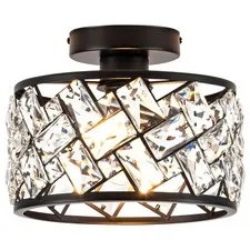 Rpzloila Crystal Ceiling Light Fixture, Modern Semi Flush Mount Black8
