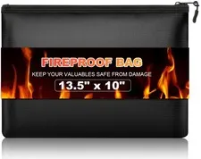 Fireproof Money Bag set 13.5x10 In Waterproof Document Security Black