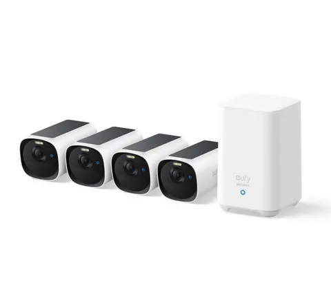eufy Security eufyCam E40 4-Cam Kit, Solar Camera, 2K MaxColor White