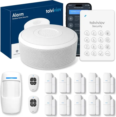 Alarm System for Home Security, Door Alarm Systems, App Alerts, 15Piece Kit, No