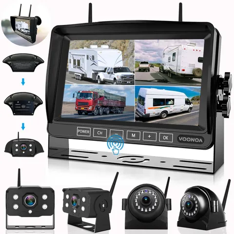 1080P Wireless RV Camera System, IP69 Waterproof Night 15 x 10 x 4 IN, Black