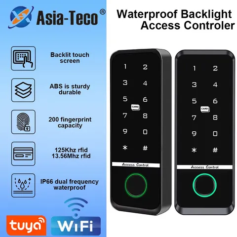 WiFi Tuya App Smart Fingerprint Door Lock IC Card Reader Access Controller Outdo