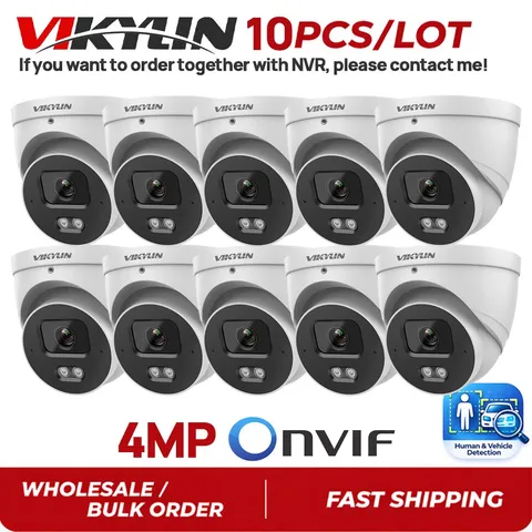 10 Pack Vikylin 4MP POE Camera Onvif Outdoor Indoor IR 30M Audio Wired IVS CCTV