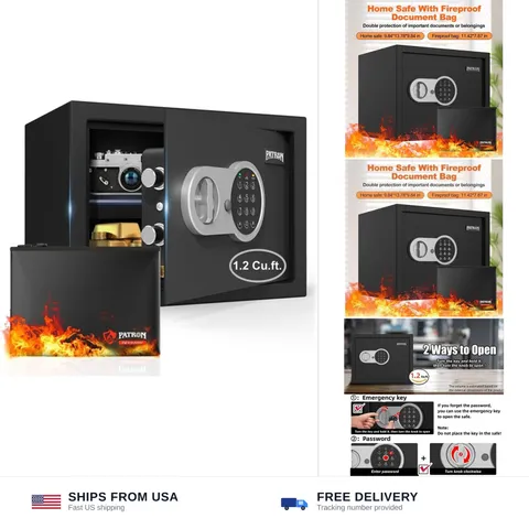 [ 1.2 Cu.ft. ]PATRON Fireproof Safe for Home,Digital Security Home Cabinet Sa...