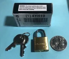 Master Lock Brass VLine Mini Padlock w/ Keys 4YH24 / 4140 NEW
