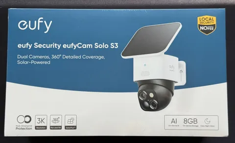 eufy Security eufyCam Solo S3 Solar-Powered 3K Outdoor Camera - Brand New