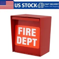Fire Department Box With Lock Hole Red Heavy Duty Steel ‎Wall Mount Quick Safety