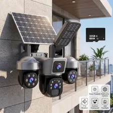Solar Battery Powered Wireless WiFi Home Security Camera System Outdoor Pan/Tilt